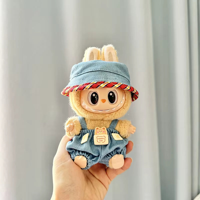 17Cm Cute Mini Plush Doll'S Clothes Outfit Accessories for Korea Kpop Exo Labubu Idol Dolls Bear Jumpsuit Clothing DIY Kids Gift