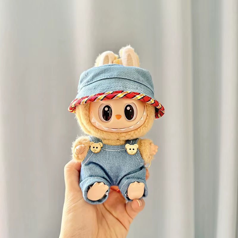 17Cm Cute Mini Plush Doll'S Clothes Outfit Accessories for Korea Kpop Exo Labubu Idol Dolls Bear Jumpsuit Clothing DIY Kids Gift