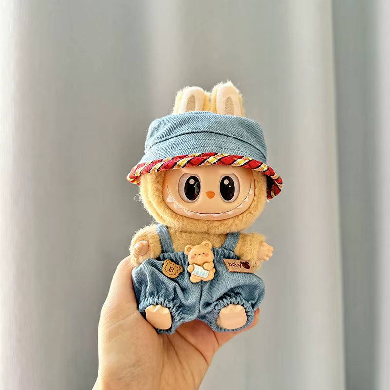 17Cm Cute Mini Plush Doll'S Clothes Outfit Accessories for Korea Kpop Exo Labubu Idol Dolls Bear Jumpsuit Clothing DIY Kids Gift