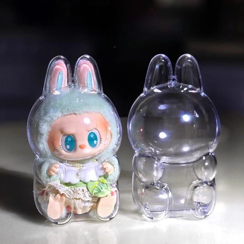 For 17Cm Labubu Protector Case Suitable for Wearing Clothes Protective Acrylic Storage Case Transparent DIY Gifts