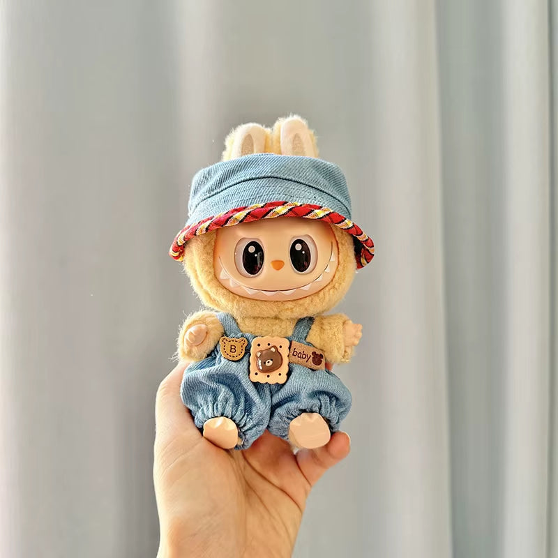 17Cm Cute Mini Plush Doll'S Clothes Outfit Accessories for Korea Kpop Exo Labubu Idol Dolls Bear Jumpsuit Clothing DIY Kids Gift
