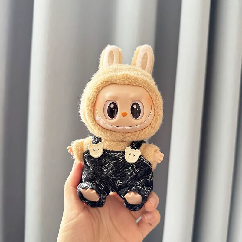 17Cm Cute Mini Plush Doll'S Clothes Outfit Accessories for Korea Kpop Exo Labubu Idol Dolls Bear Jumpsuit Clothing DIY Kids Gift