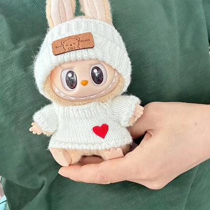 17Cm Labubu Doll Clothes Fashion Clothes Hoodies Doll Clothes Color Match Hoodies Dolls Accessories