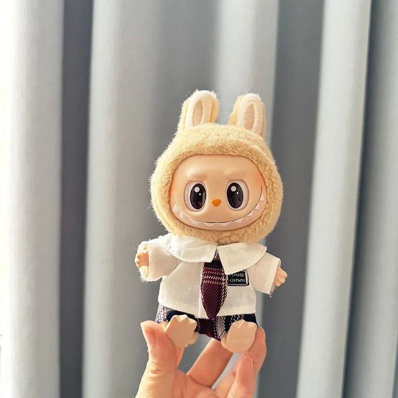 17Cm Dolls Clothes I II Idol for Labubu the Monster Outfit Accessories Sitting Party Kids Gifts School Uniform White Shirt JK