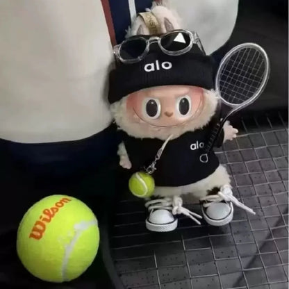 Cute Labubu Bunny Doll Alo Accessories with Knitted Clothes Labubu Tennis Sports Set Sweater for Toy Collectors LABUBU Clothes