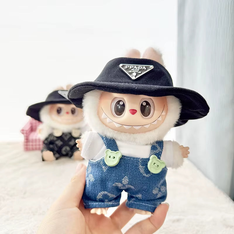 17Cm Cute Mini Plush Doll'S Clothes Outfit Accessories for Korea Kpop Exo Labubu Idol Dolls Bear Jumpsuit Clothing DIY Kids Gift