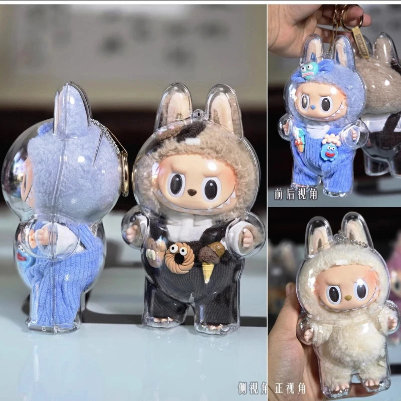 For 17Cm Labubu Protector Case Suitable for Wearing Clothes Protective Acrylic Storage Case Transparent DIY Gifts