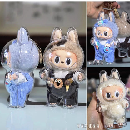 For 17Cm Labubu Protector Case Suitable for Wearing Clothes Protective Acrylic Storage Case Transparent DIY Gifts