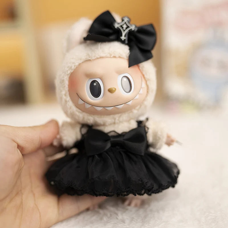 17Cm Hot Labubu Doll Clothes Fashion Clothes Cute Black Devil Wedding Dress for 17Cm Doll Clothes Dolls Accessories Collect Gift