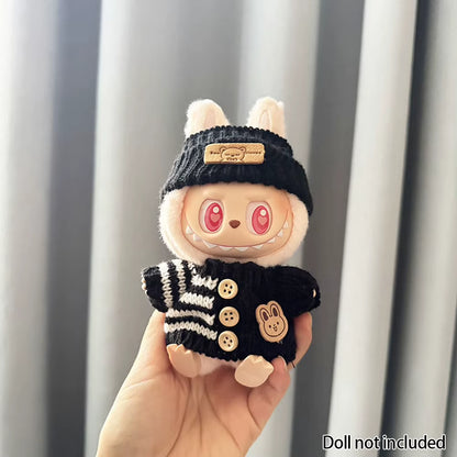 17Cm Labubu Doll Clothes Fashion Clothes Hoodies Doll Clothes Color Match Hoodies Dolls Accessories