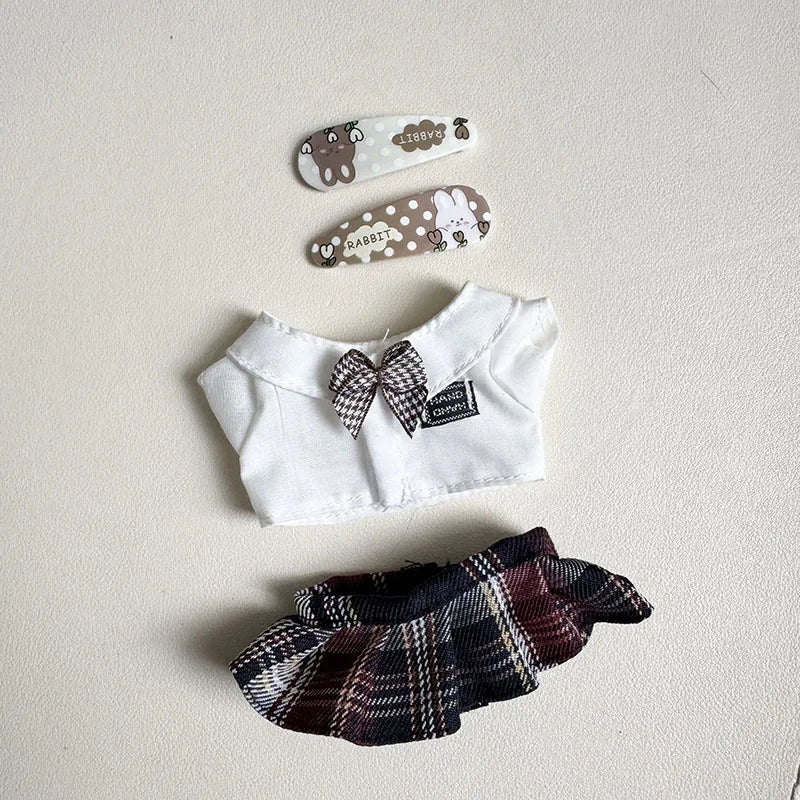 17Cm Dolls Clothes I II Idol for Labubu the Monster Outfit Accessories Sitting Party Kids Gifts School Uniform White Shirt JK