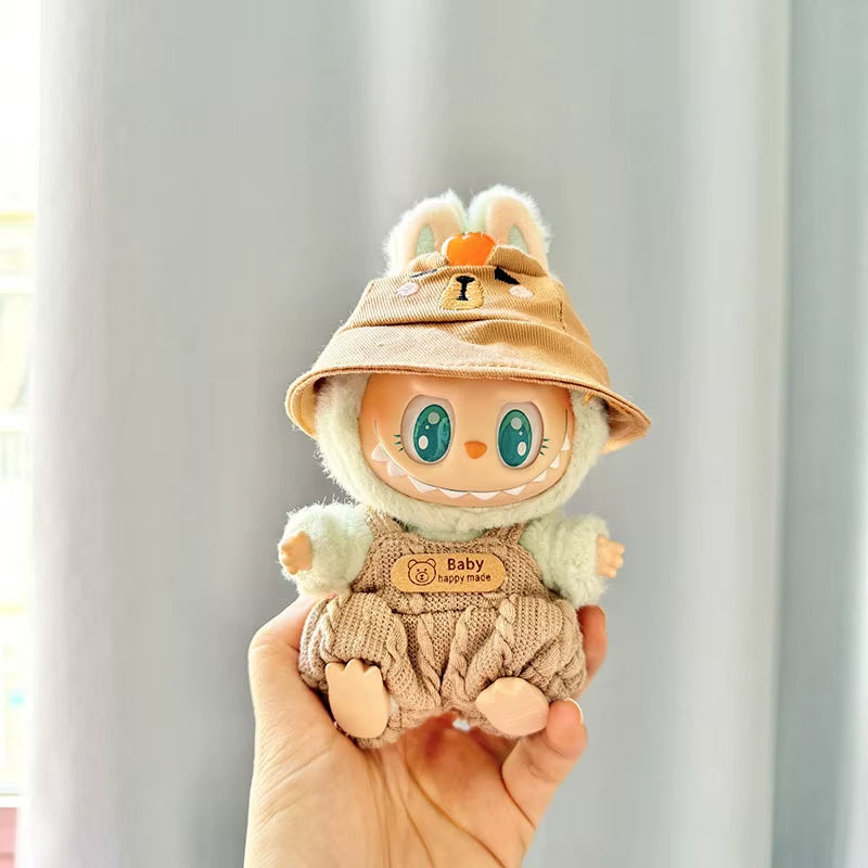 17Cm Cute Mini Plush Doll'S Clothes Outfit Accessories for Korea Kpop Exo Labubu Idol Dolls Bear Jumpsuit Clothing DIY Kids Gift