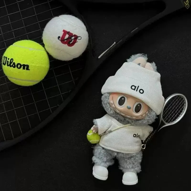 Cute Labubu Bunny Doll Alo Accessories with Knitted Clothes Labubu Tennis Sports Set Sweater for Toy Collectors LABUBU Clothes