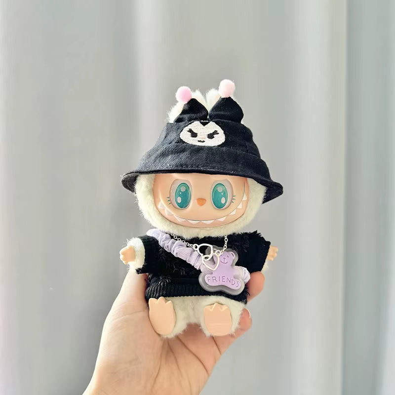 17Cm Cute Mini Plush Doll'S Clothes Outfit Accessories for Korea Kpop Exo Labubu Idol Dolls Bear Jumpsuit Clothing DIY Kids Gift