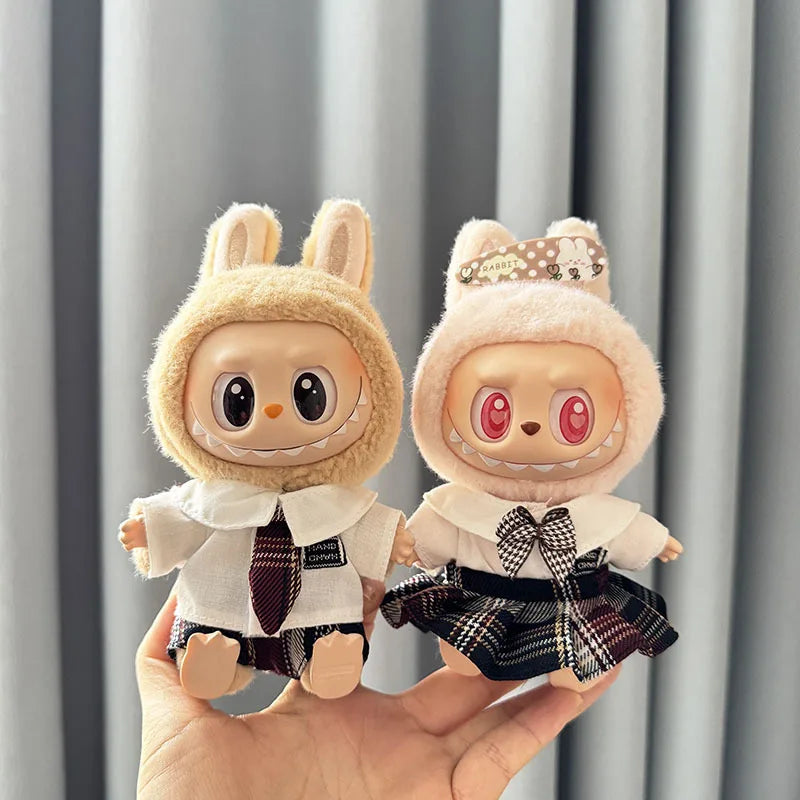 17Cm Dolls Clothes I II Idol for Labubu the Monster Outfit Accessories Sitting Party Kids Gifts School Uniform White Shirt JK