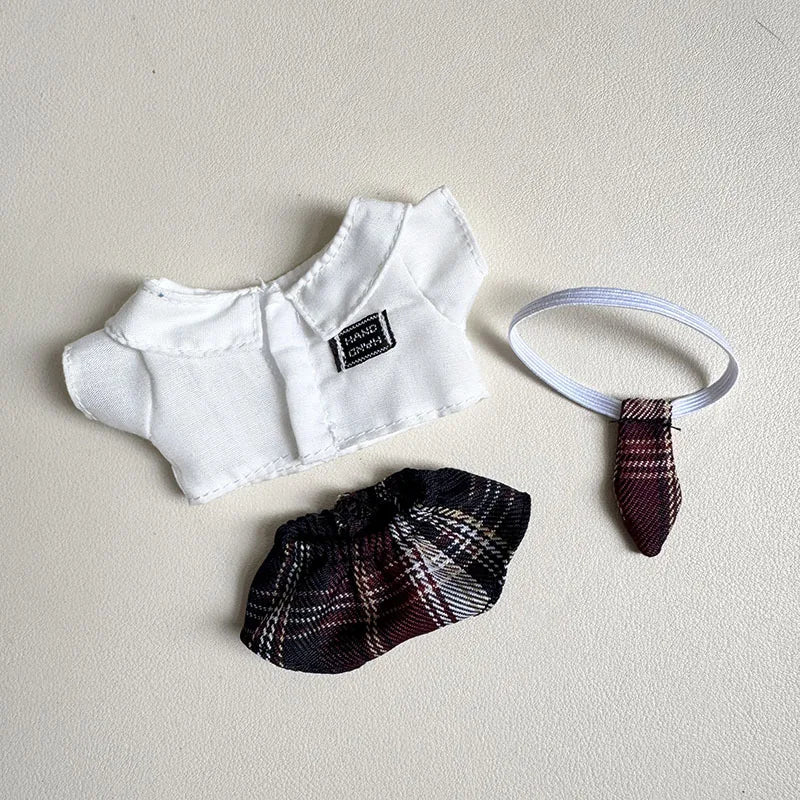 17Cm Dolls Clothes I II Idol for Labubu the Monster Outfit Accessories Sitting Party Kids Gifts School Uniform White Shirt JK