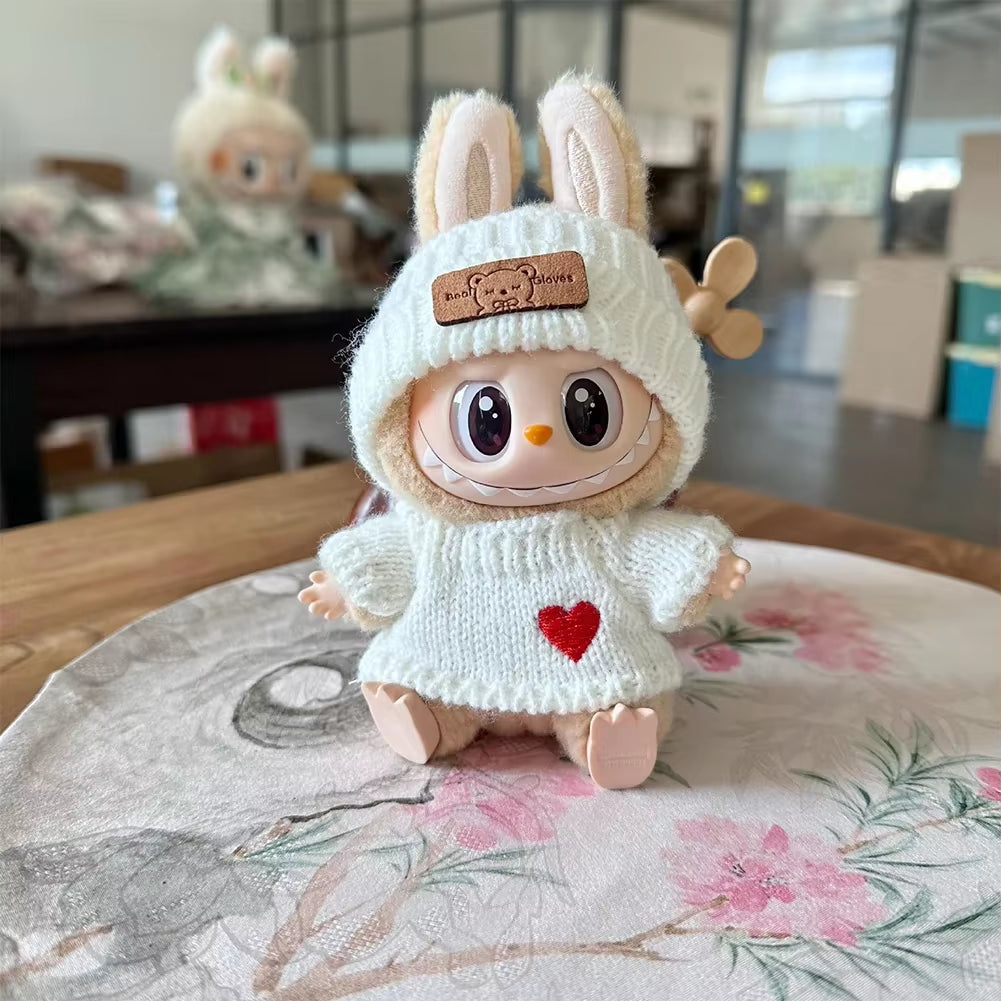 17Cm Labubu Doll Clothes Fashion Clothes Hoodies Doll Clothes Color Match Hoodies Dolls Accessories