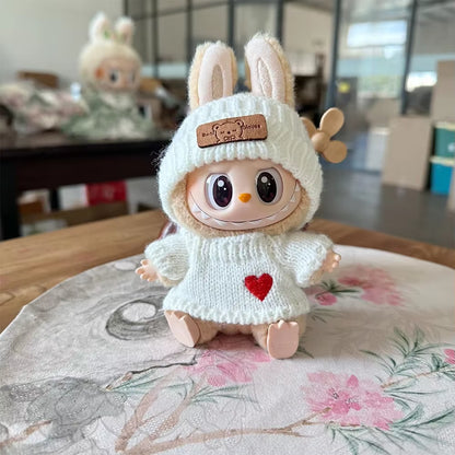 17Cm Labubu Doll Clothes Fashion Clothes Hoodies Doll Clothes Color Match Hoodies Dolls Accessories
