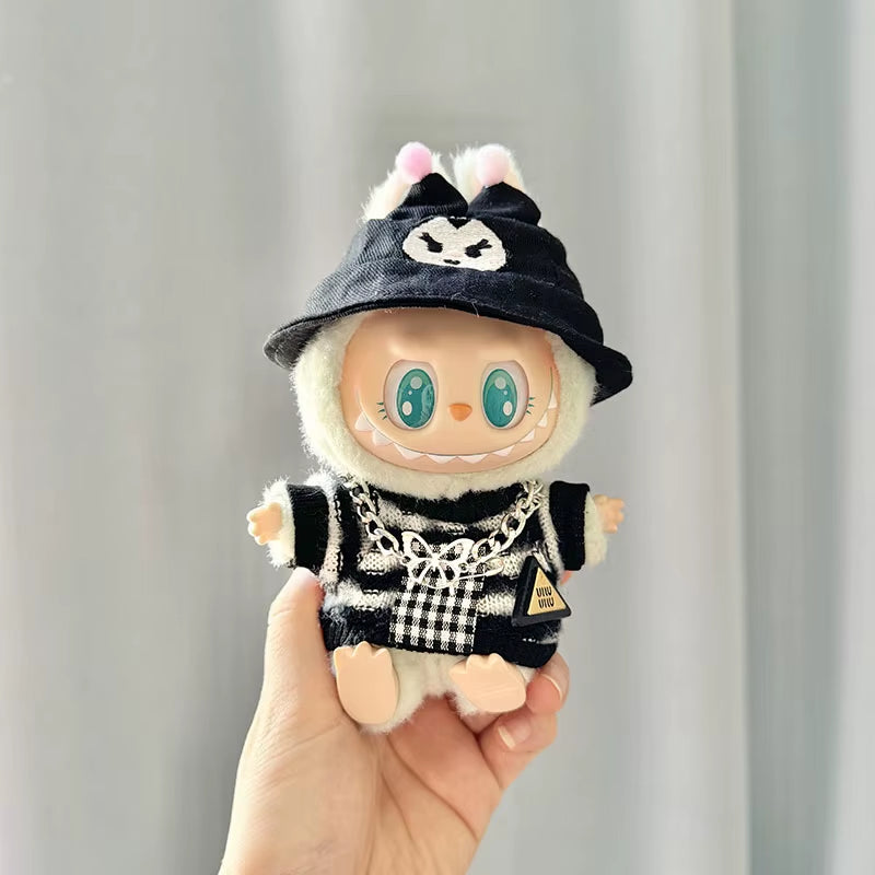 17Cm Cute Mini Plush Doll'S Clothes Outfit Accessories for Korea Kpop Exo Labubu Idol Dolls Bear Jumpsuit Clothing DIY Kids Gift