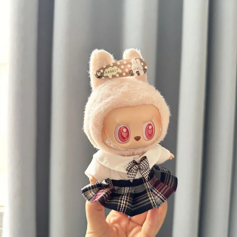 17Cm Dolls Clothes I II Idol for Labubu the Monster Outfit Accessories Sitting Party Kids Gifts School Uniform White Shirt JK