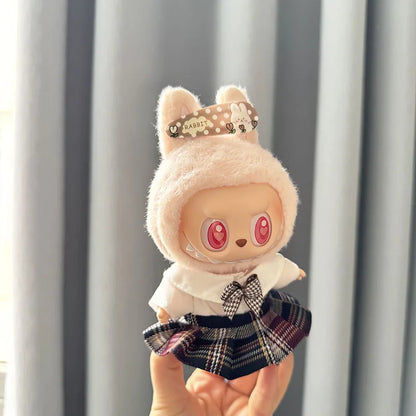 17Cm Dolls Clothes I II Idol for Labubu the Monster Outfit Accessories Sitting Party Kids Gifts School Uniform White Shirt JK